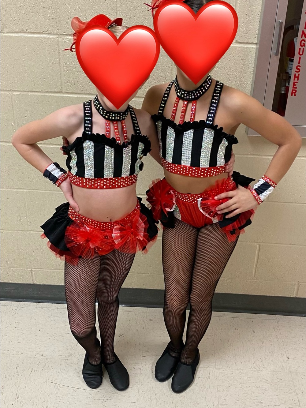 Glamour Red, Black & Silver Sequin Kids Dance Costume Duo